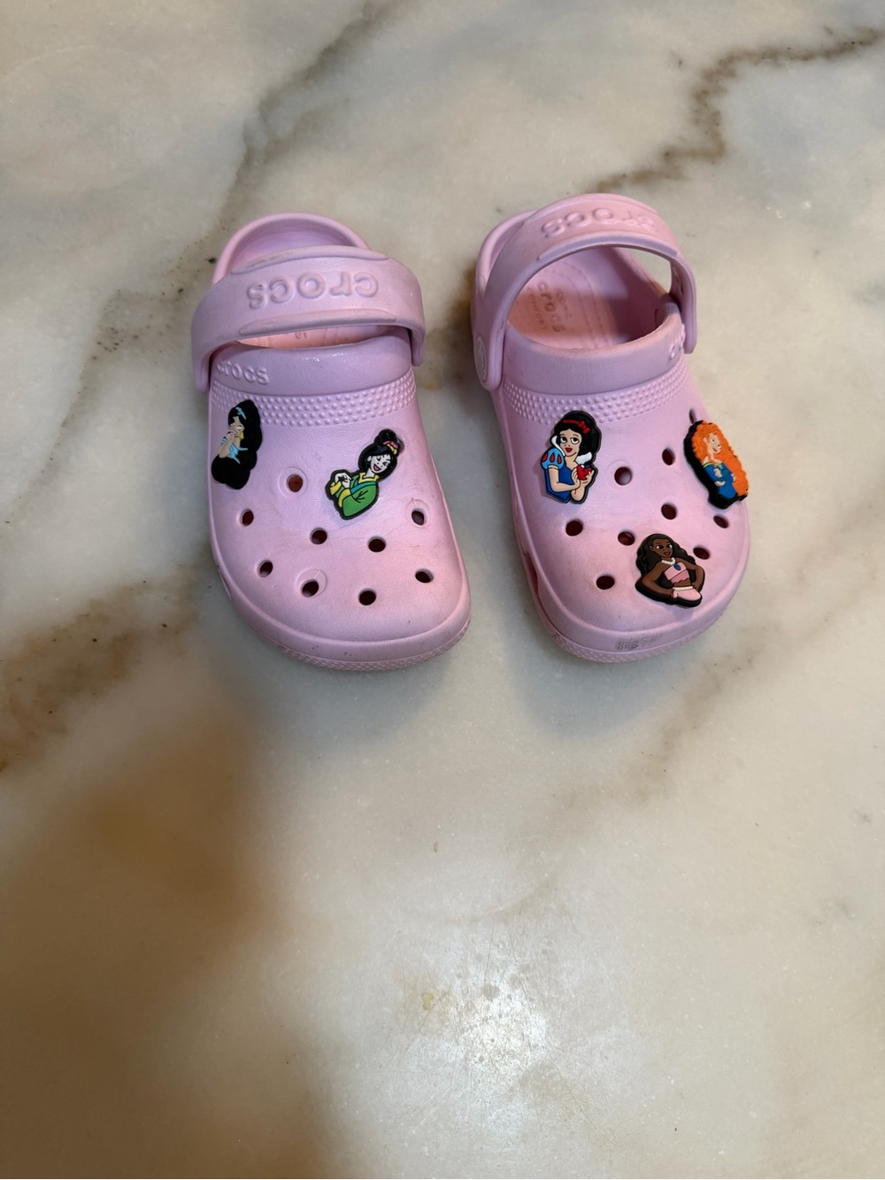 CROCS Kids Light Pink Classic Clog with Disney Princess Jibbitz